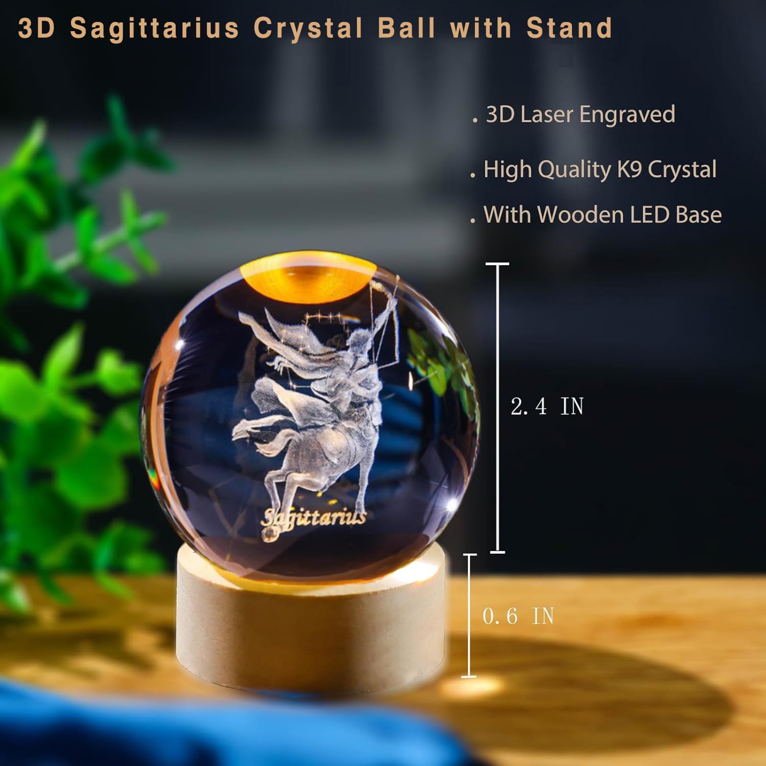 3D Sagittarius Crystal Ball wi - Paper Weight Crystal ulasan dan harga