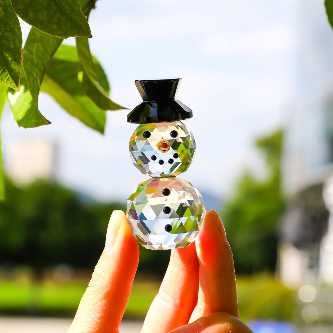 Crystal Black Hat Snowman Figu - Paper Weight Crystal ulasan dan harga