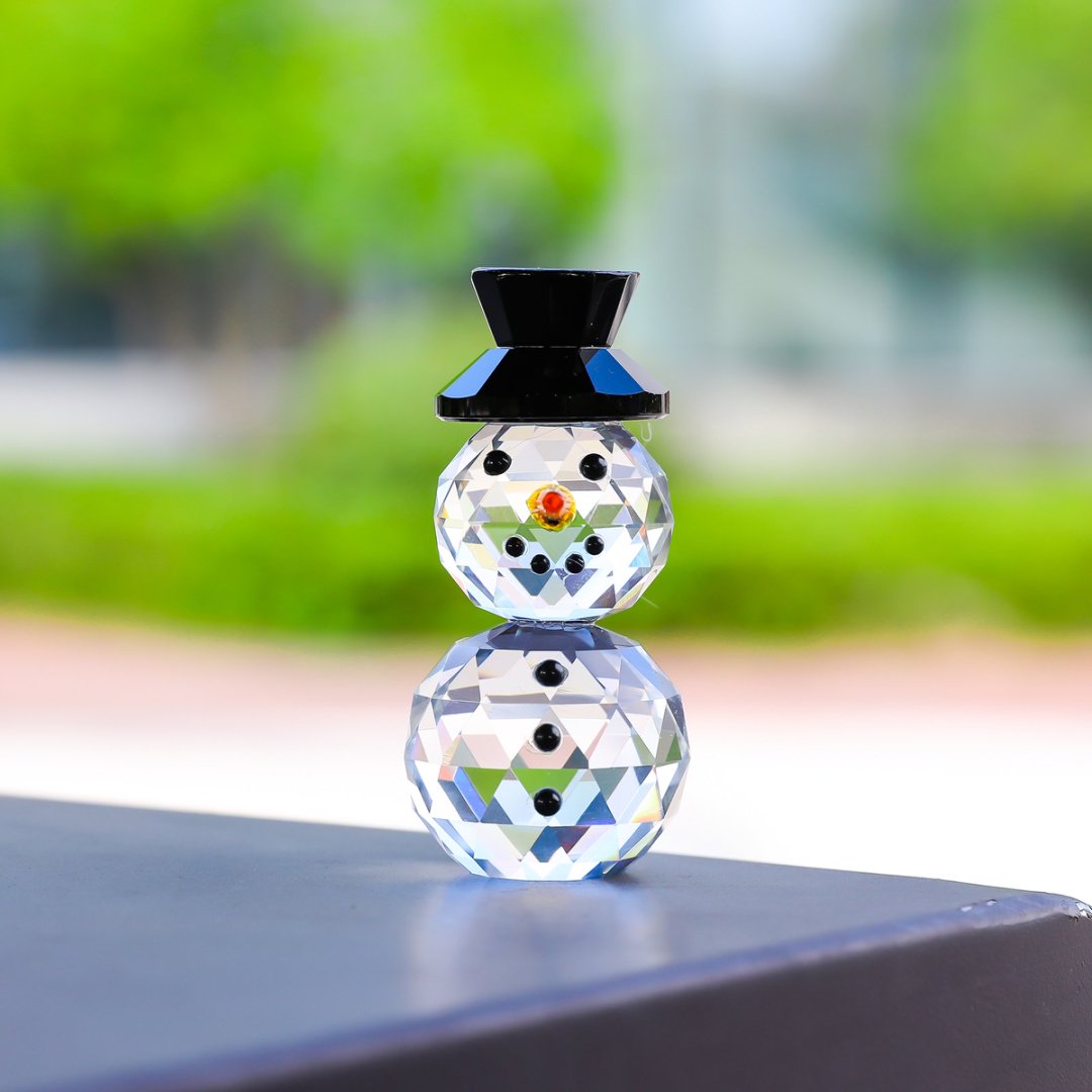 Crystal Black Hat Snowman Figu - Paper Weight Crystal ulasan dan harga